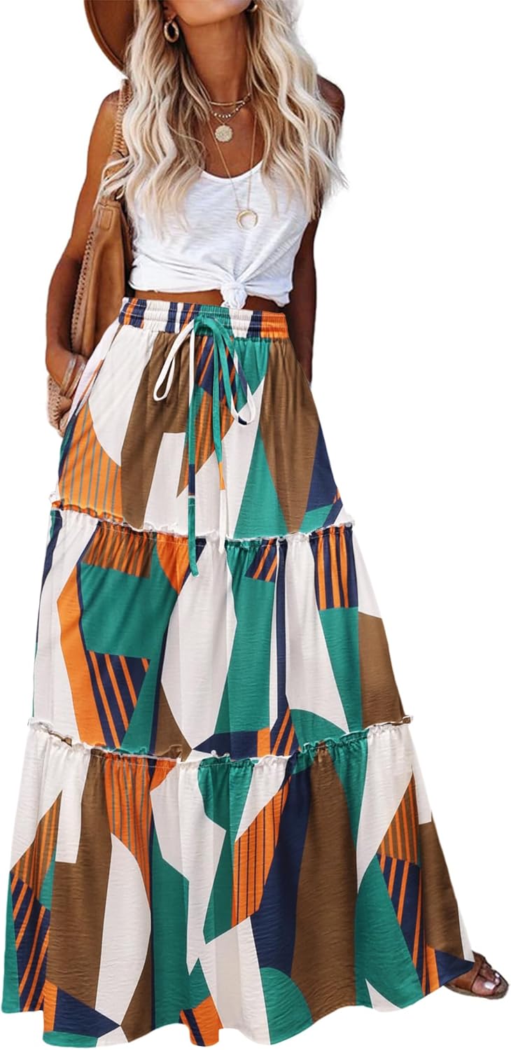 Boho Style Maxi Skirt for Women with Pockets and Elegance