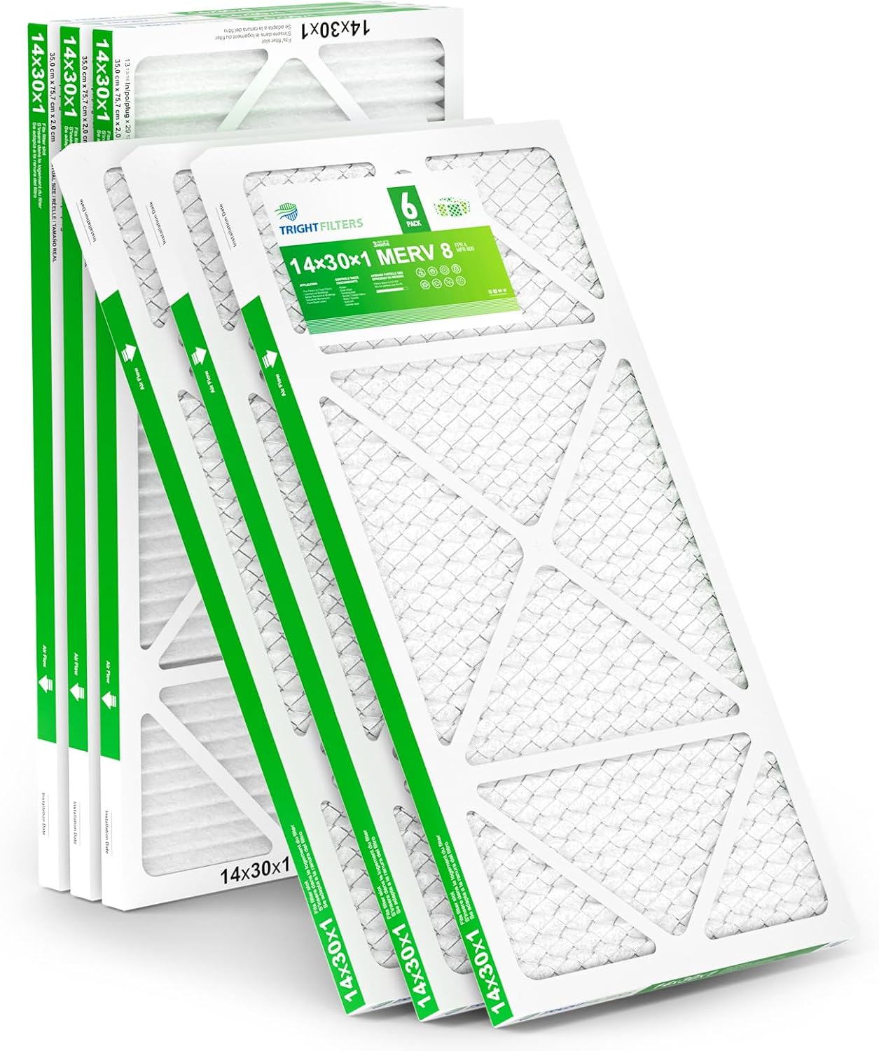 14x30x1 Air Filter 6 Pack for Home HVAC with MERV 8 Rating