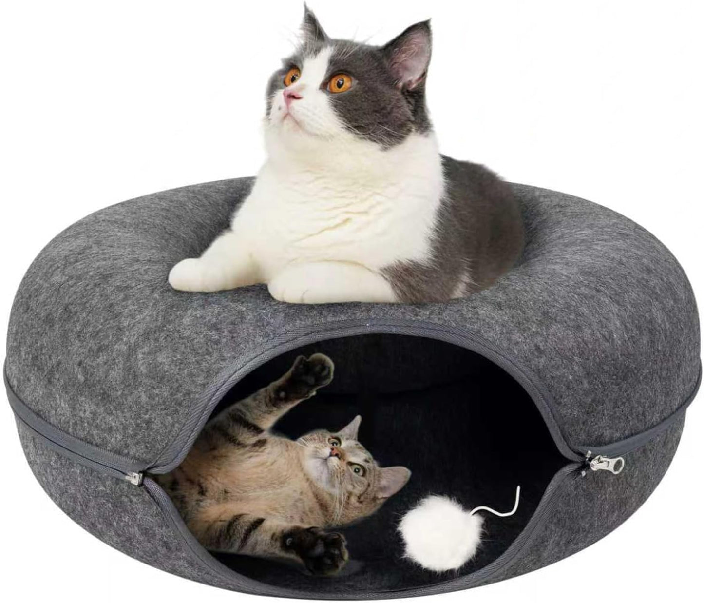 Peekaboo Cat Cave Donut Tunnel Bed for Cozy Cat Playtime