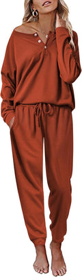 Ekouaer Pajamas Women's Waffle Knit Sleepwear Set - Cozy Lightweight