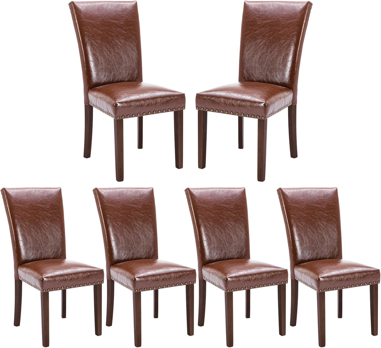 Upholstered Parsons Dining Chairs Set of 6 with Nailhead Trim