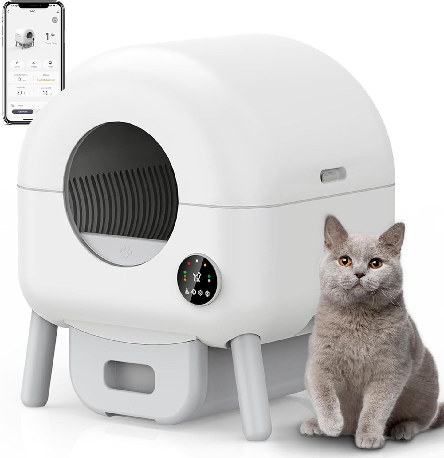 105L Self-Cleaning Litter Box for Multiple Cats - App Control, Easy Maintenance