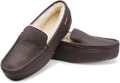 Parfeying Men's Sheepskin Moccasin Slippers - Warm Memory Foam Comfort