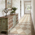 Checkered Print Carpet Runner 2.5x12 ft - Ultra Thin Washable Hallway