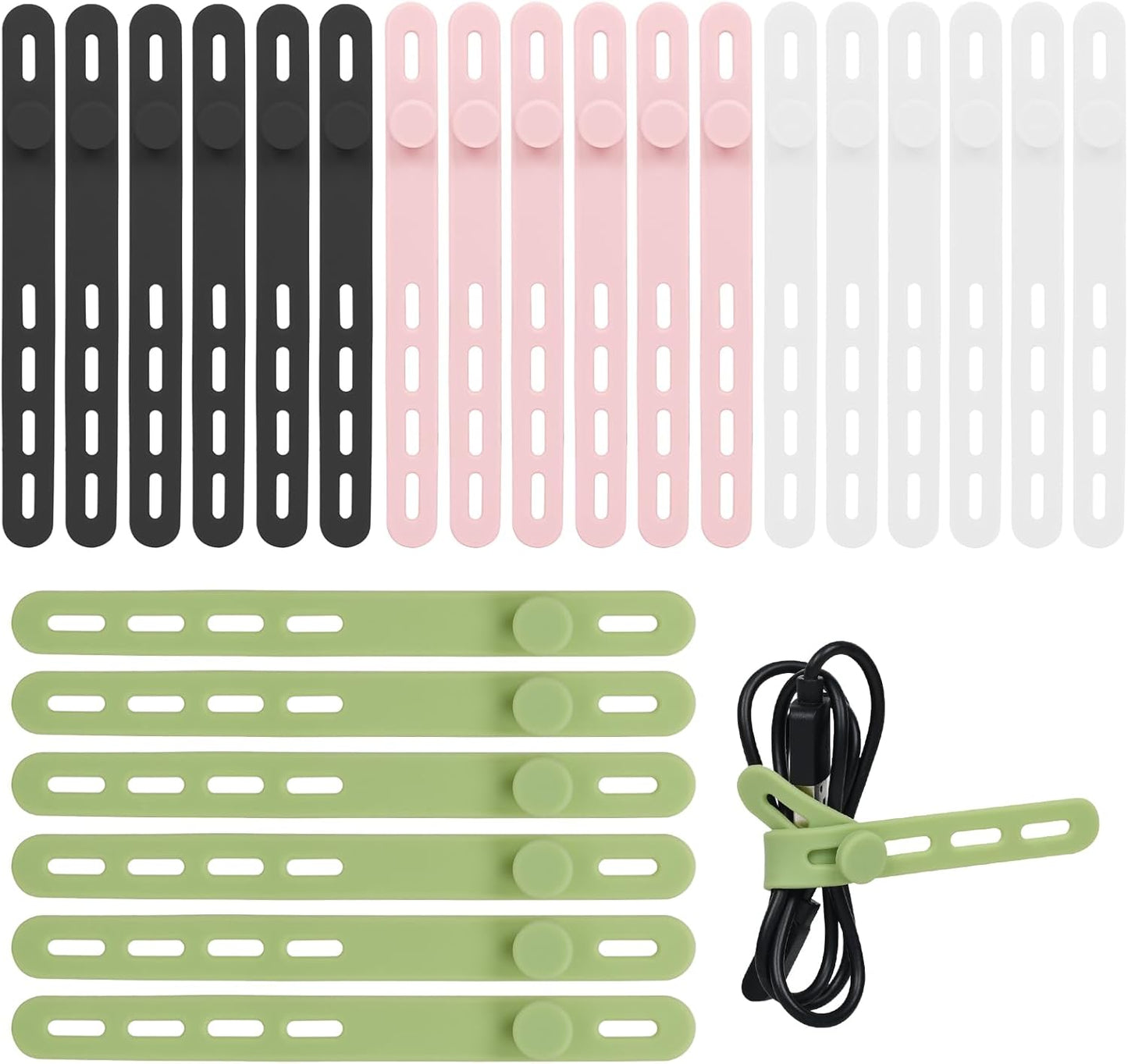 Donruby Silicone Cable Ties - Reusable Fastening Straps