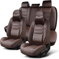 Coffee Car Seat Covers Full Set - Breathable Nappa Leather Seat