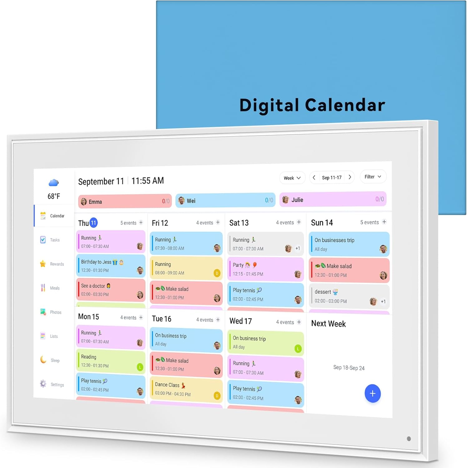 15.6 Inch Digital Calendar Wall Touchscreen for Family Planning