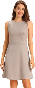 Allegra K Women's Houndstooth Sleeveless Dress for Business Attire