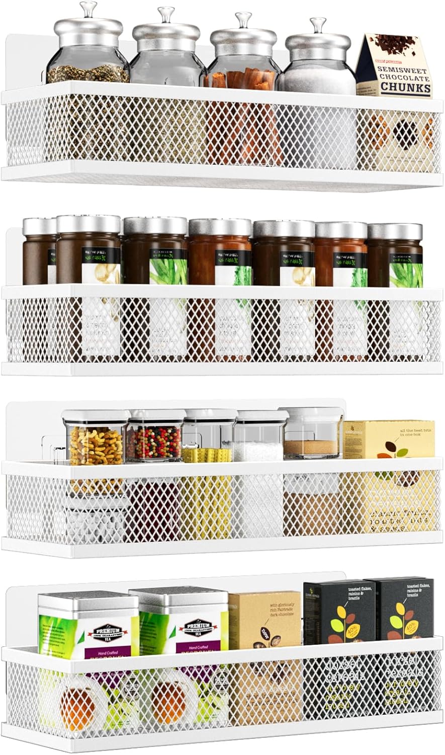 Spice Rack Wall Mount Organizer for Kitchen and Bathroom Storage