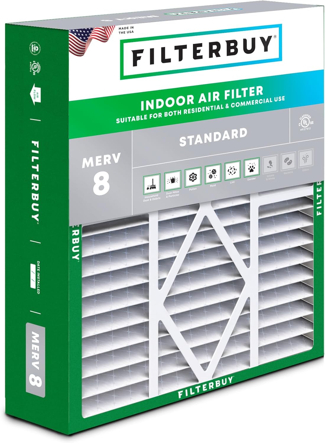 Filterbuy 20x25x5 Air Filter MERV 8 for Dust and Allergies