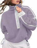 Women's Fleece Half Zip Pullover Crop Top - Warm Lightweight Layer