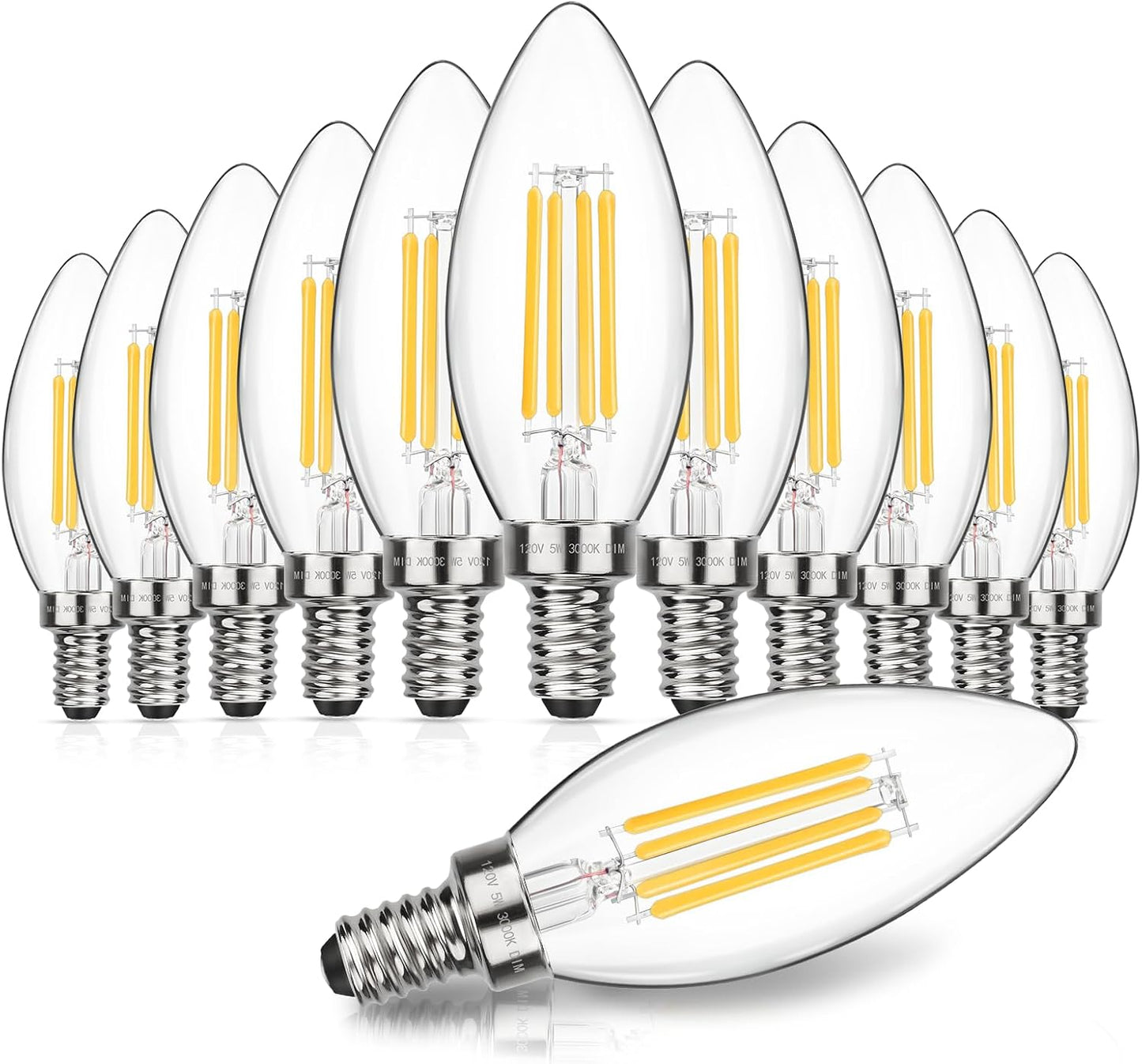 Dimmable E12 LED Candelabra Bulbs 60W Equivalent Soft White