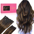 Clip in Hair Extensions 20in 150g Balayage Dark Brown to Chestnut
