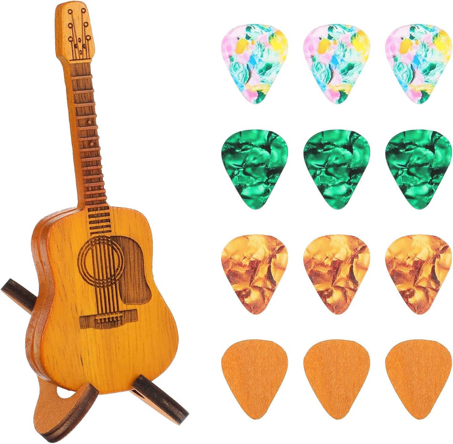 Wanmu Wooden Guitar Pick Box Set - Organize Your Picks!