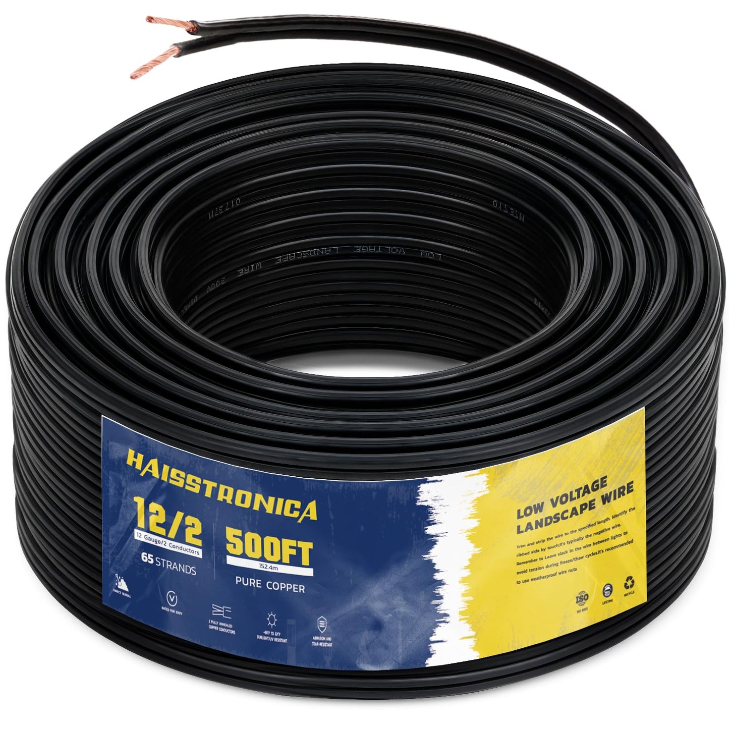 haisstronica 12/2 Low Voltage Landscape Wire for Outdoor Lighting