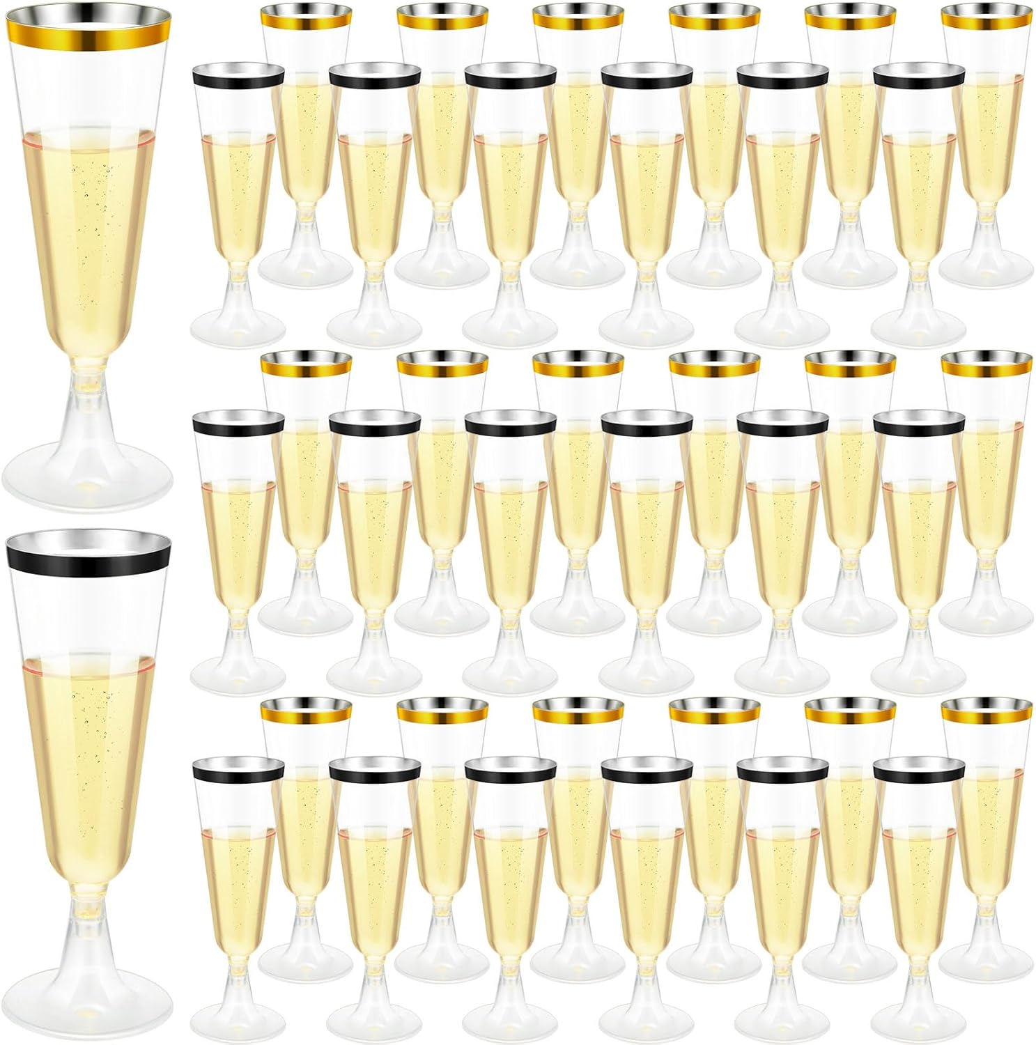 150 Pcs 5 Oz Plastic Champagne Flutes for Celebrations
