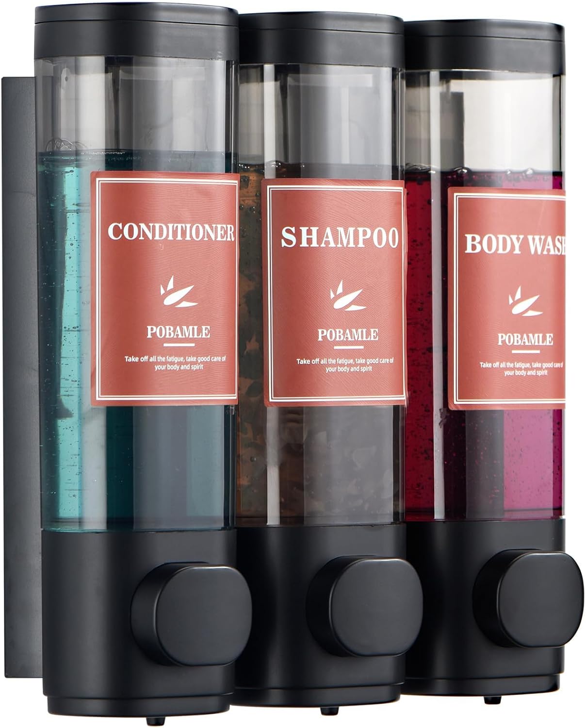 POBAMLE 3-Chamber Shower Dispenser - No Drill Convenience