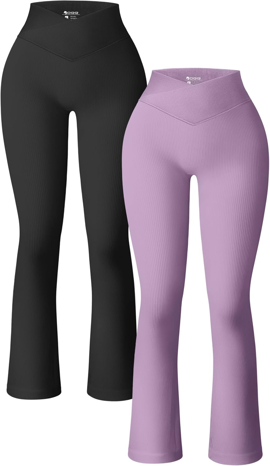 OQQ Women's 2 Piece Yoga Pants Ribbed Seamless High Waist Flare