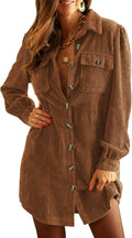 Corduroy Button Down Tunic Dress - Classic Fall/Winter Work Dress