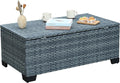 Outdoor Storage Table Wicker Patio Coffee Table Grey - Weatherproof