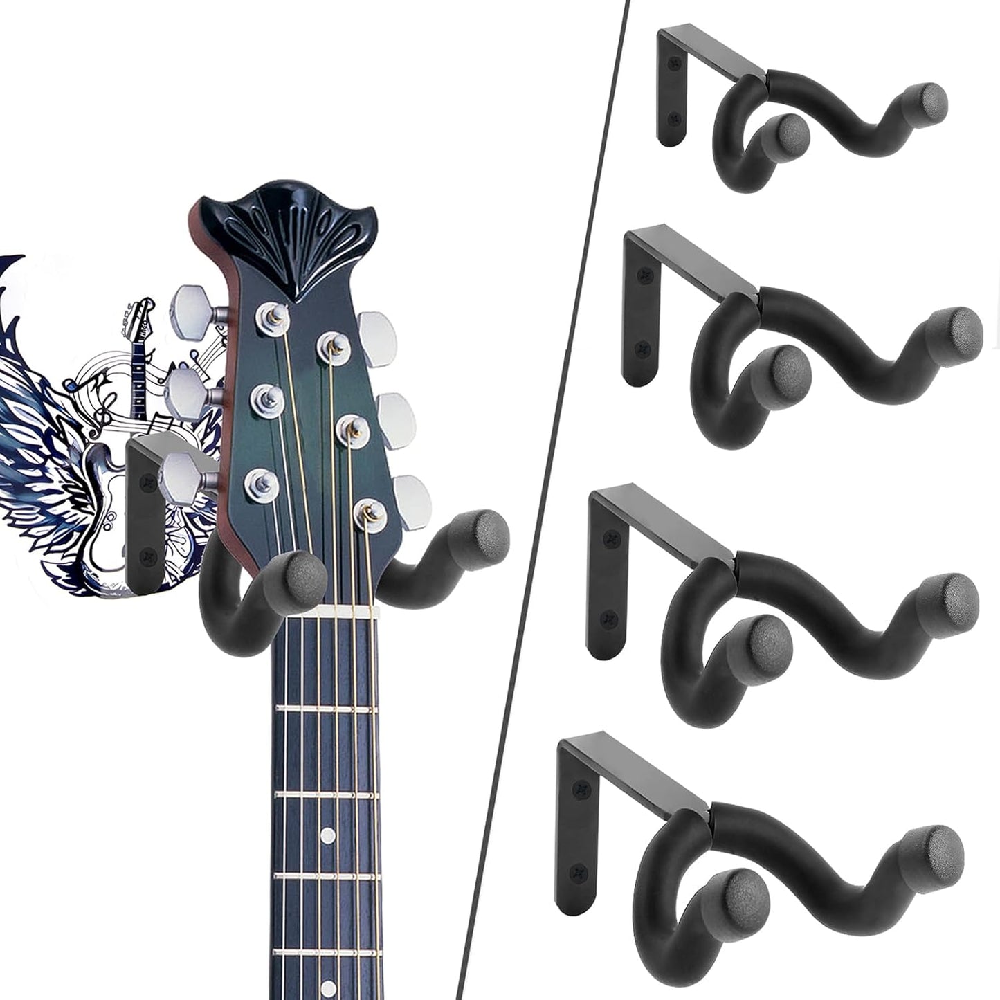 WINGO 5 Pack Guitar Wall Hangers with Stickers