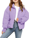 Girls Winter Long Sleeve Zip Puffer Jacket - Warm Cropped Down Coat