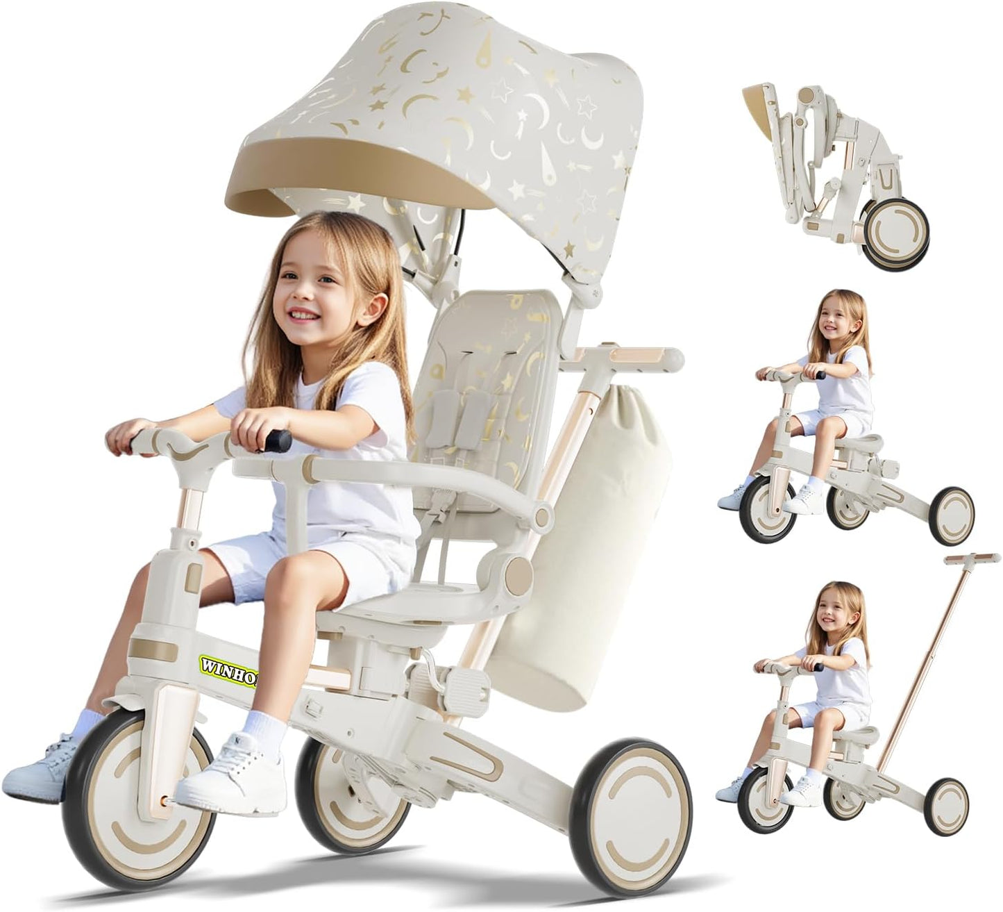 WinHope 9-in-1 Push Tricycle for Toddlers with Safety Features