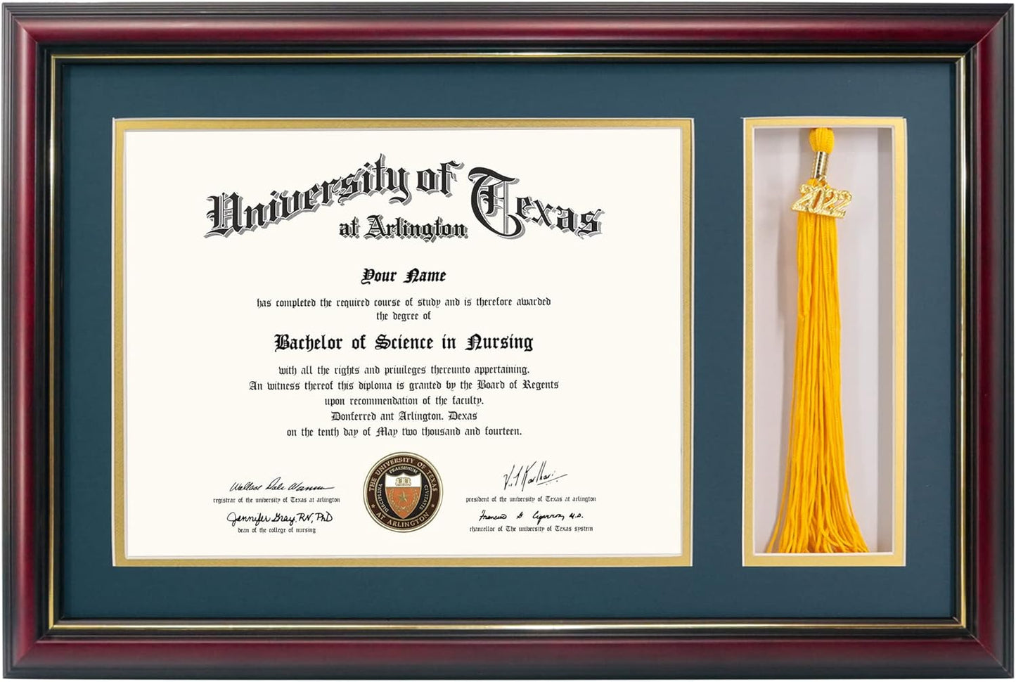 GraduationMall 11x17 Cherry Wood Diploma Frame with Tassel Holder