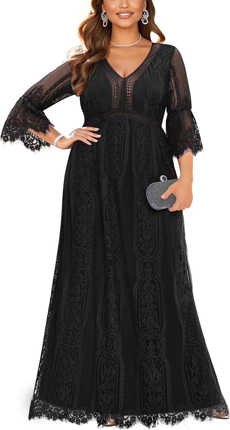 Plus Size Wedding Dress Boho - Maxi Bridal Shower Formal Lace