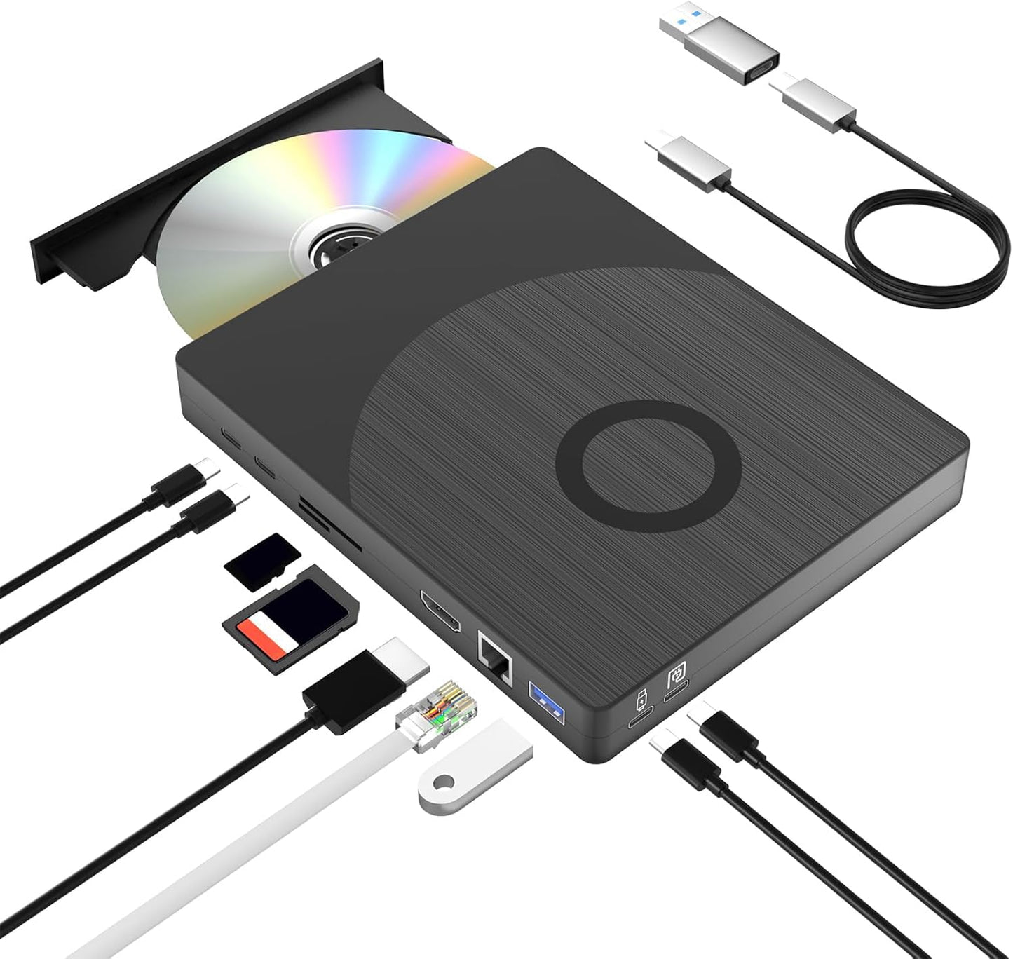 Yaeonku External Blu-ray Drive: 8-in-1 CD Burner for Laptop