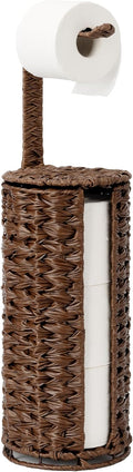 Wicker Freestanding Toilet Paper Holder with Storage for 4 Rolls