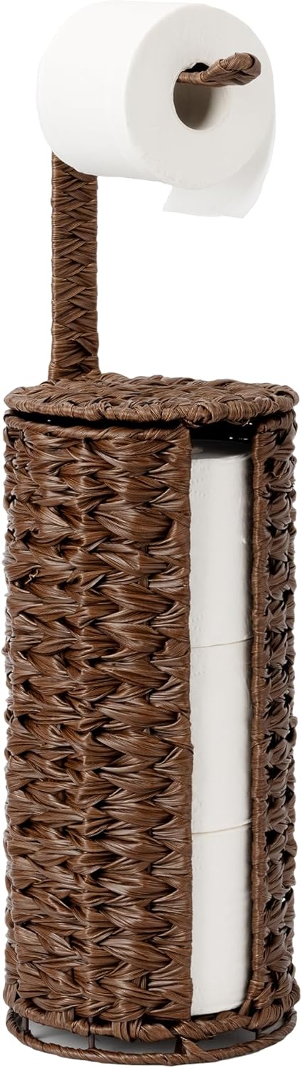 Wicker Freestanding Toilet Paper Holder with Storage for 4 Rolls