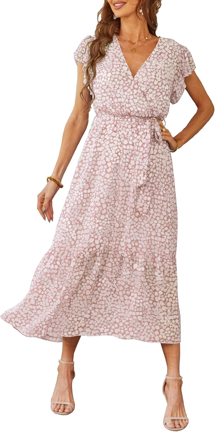 PRETTYGARDEN Women's Summer Floral Boho Maxi Dress for Weddings