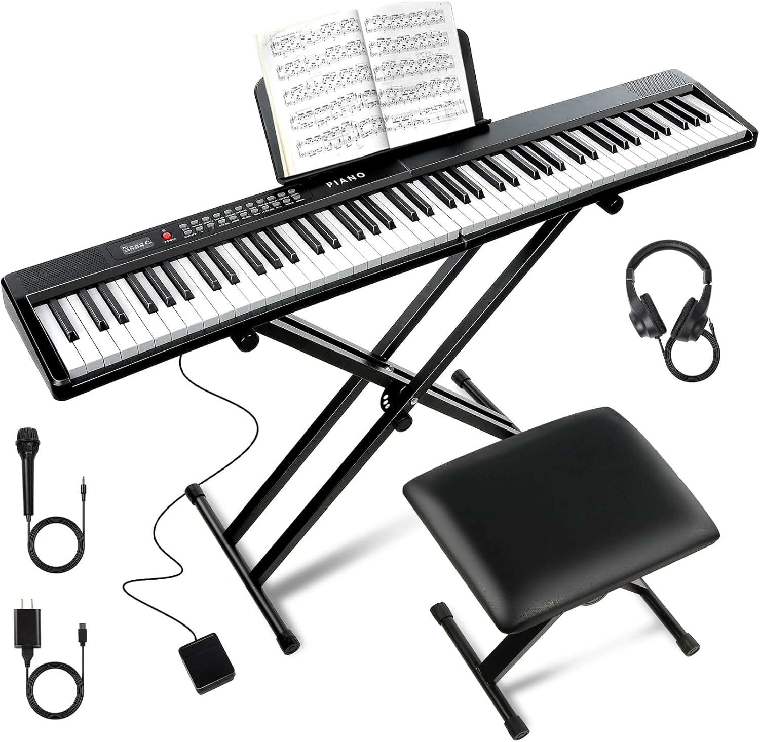 Beginner's Dream Keyboard: 88 Keys, Bluetooth, 1000 Tones, Sustain Pedal, MIDI