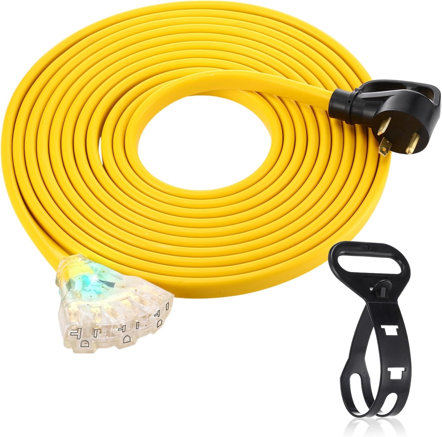 25 FT Flat RV Generator Adapter Cord for Household Outlets
