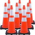 28 in Fluorescent Orange PVC Traffic Cones Wide Slim Body - Durable