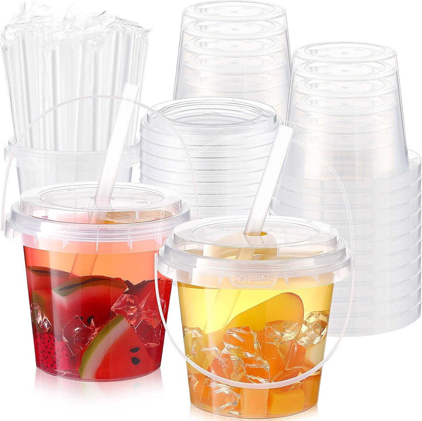 50 Set Clear Plastic Cups 24 oz for Parties and Events