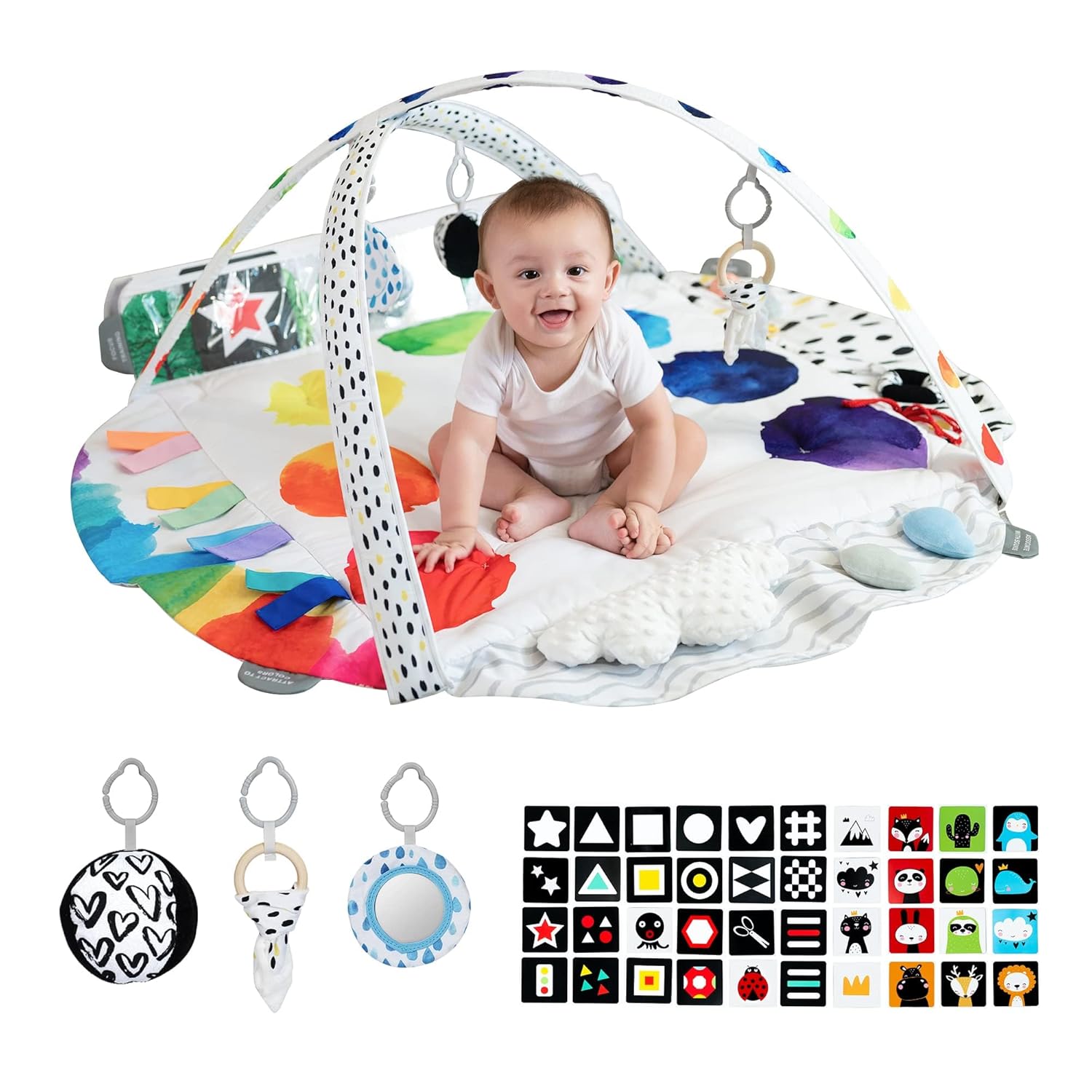 Baby Play Gym with Activity Mat and Toys for Infants 0-6 Months