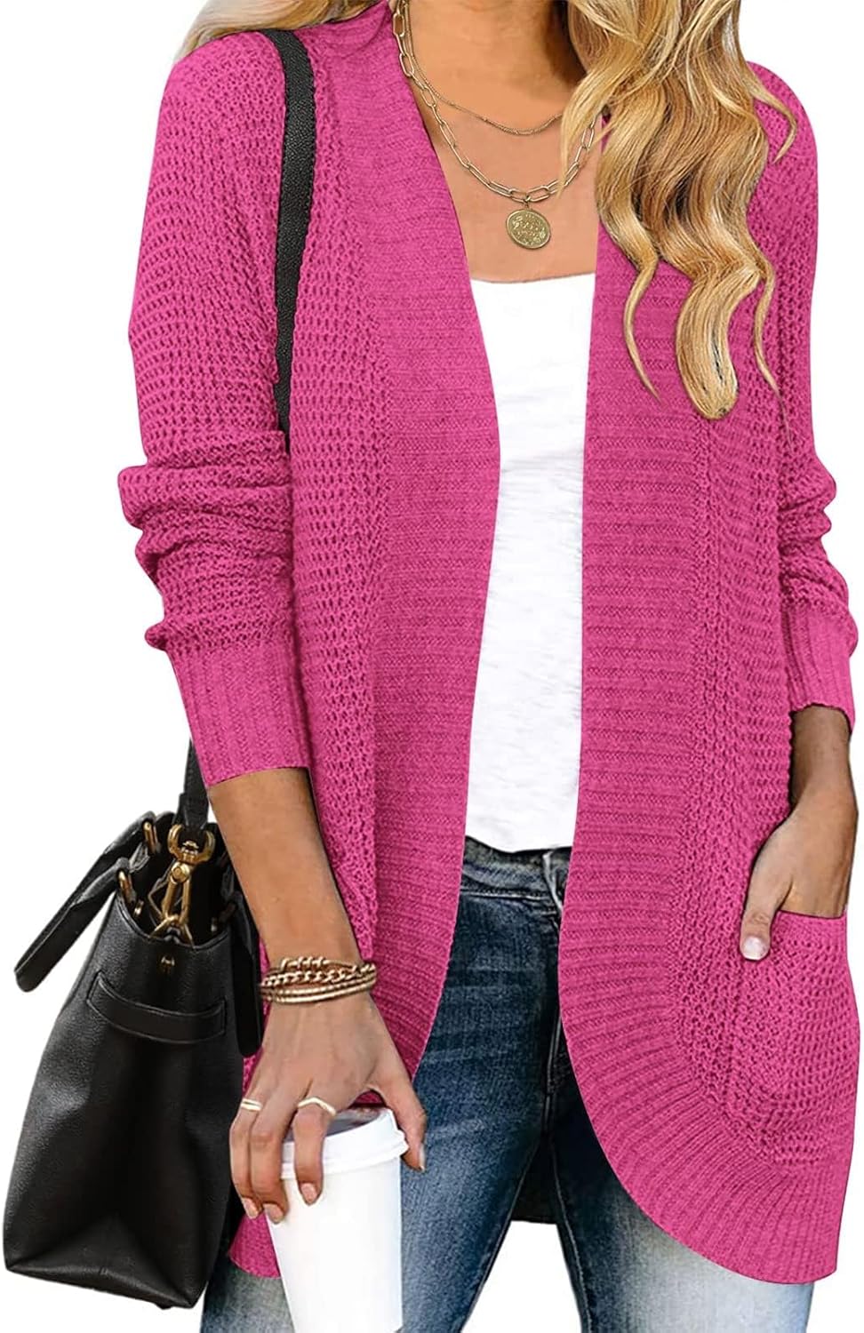 ZESICA Women's Lightweight Knit Cardigan for Fall and Winter