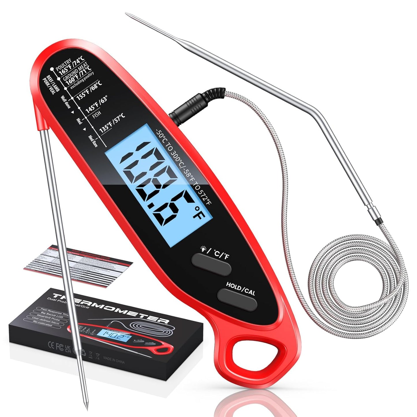 Dual Probe Digital Meat Thermometer - Instant Read & Calibrated