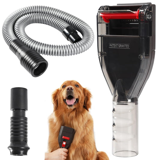 Pet Hair Vacuum Attachment - Shedding Tool with Extension Hose