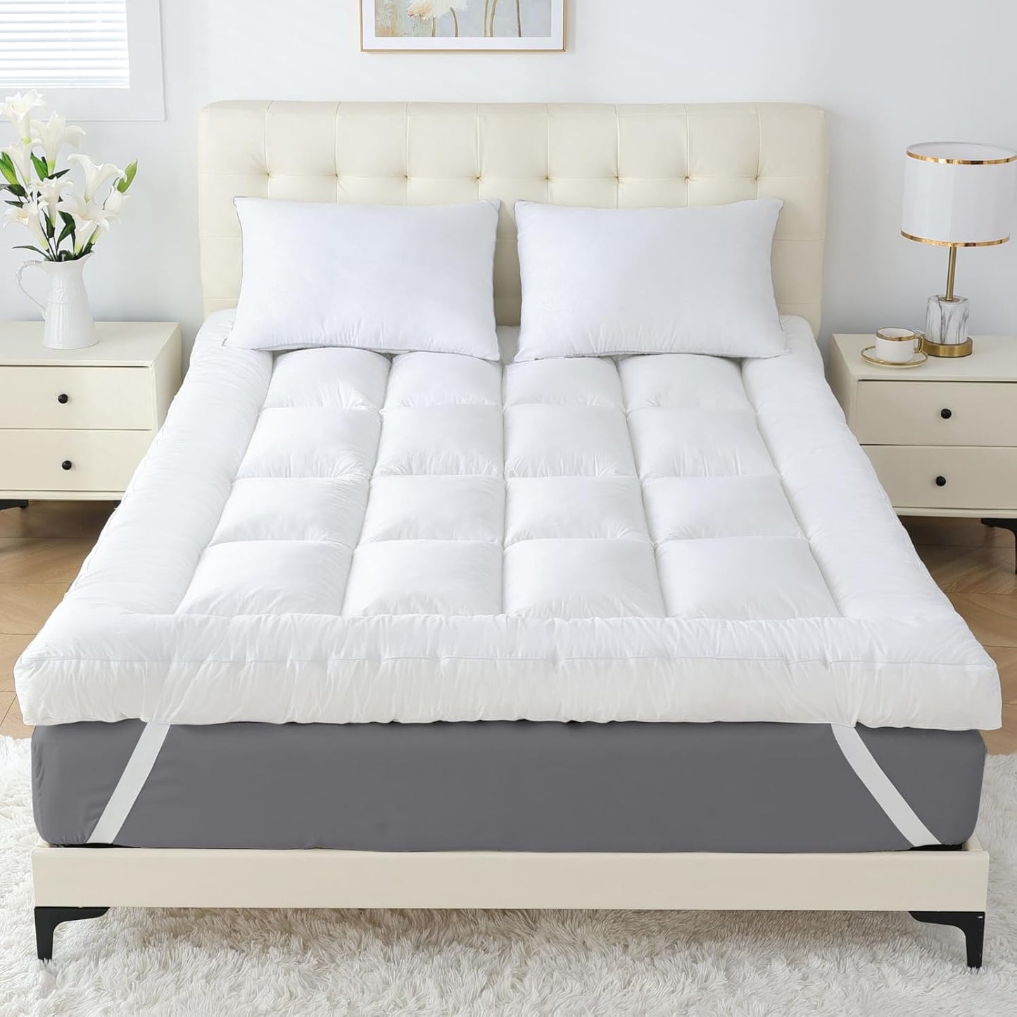 SHOUREN 4 Inch Memory Foam Mattress Topper for Back Pain Relief