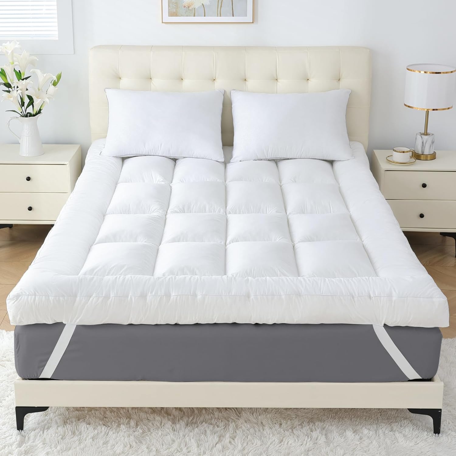 SHOUREN 4 Inch Memory Foam Mattress Topper for Back Pain Relief