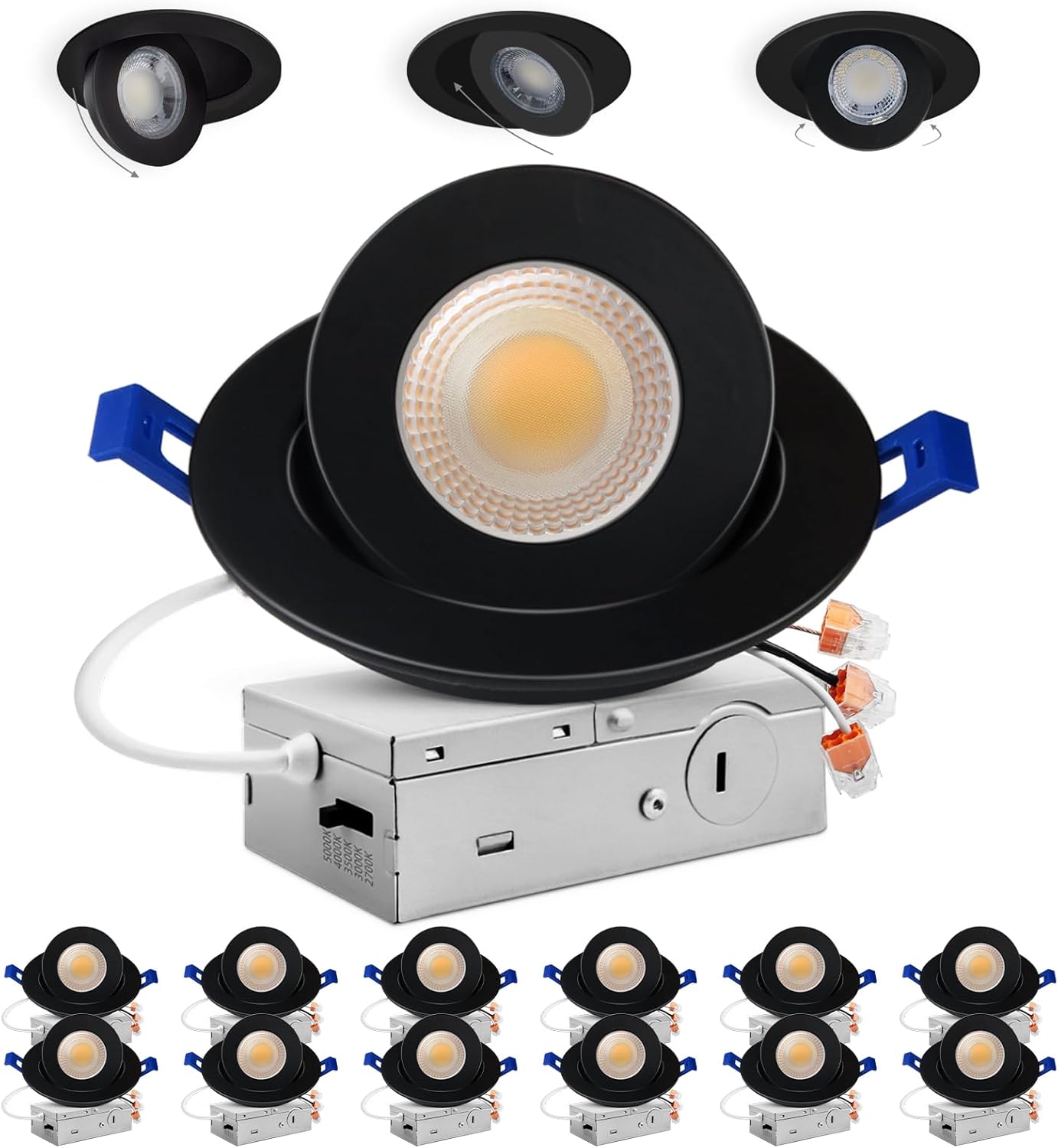 Adetu 4 inch Gimbal LED Recessed Lights with 5 Color Options