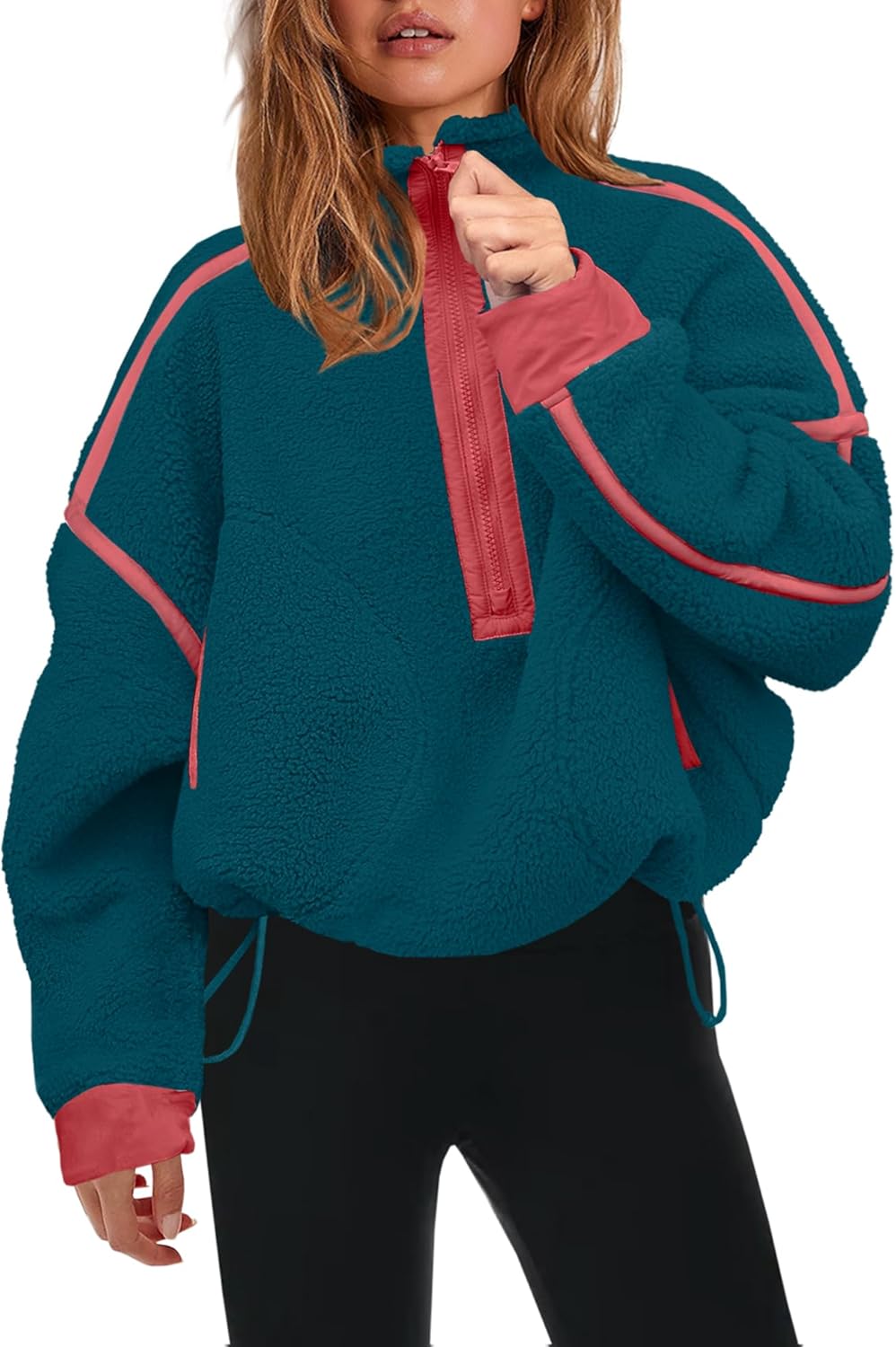 Panadila Womens Half Zip Sherpa Fleece Pullover for Cozy Style