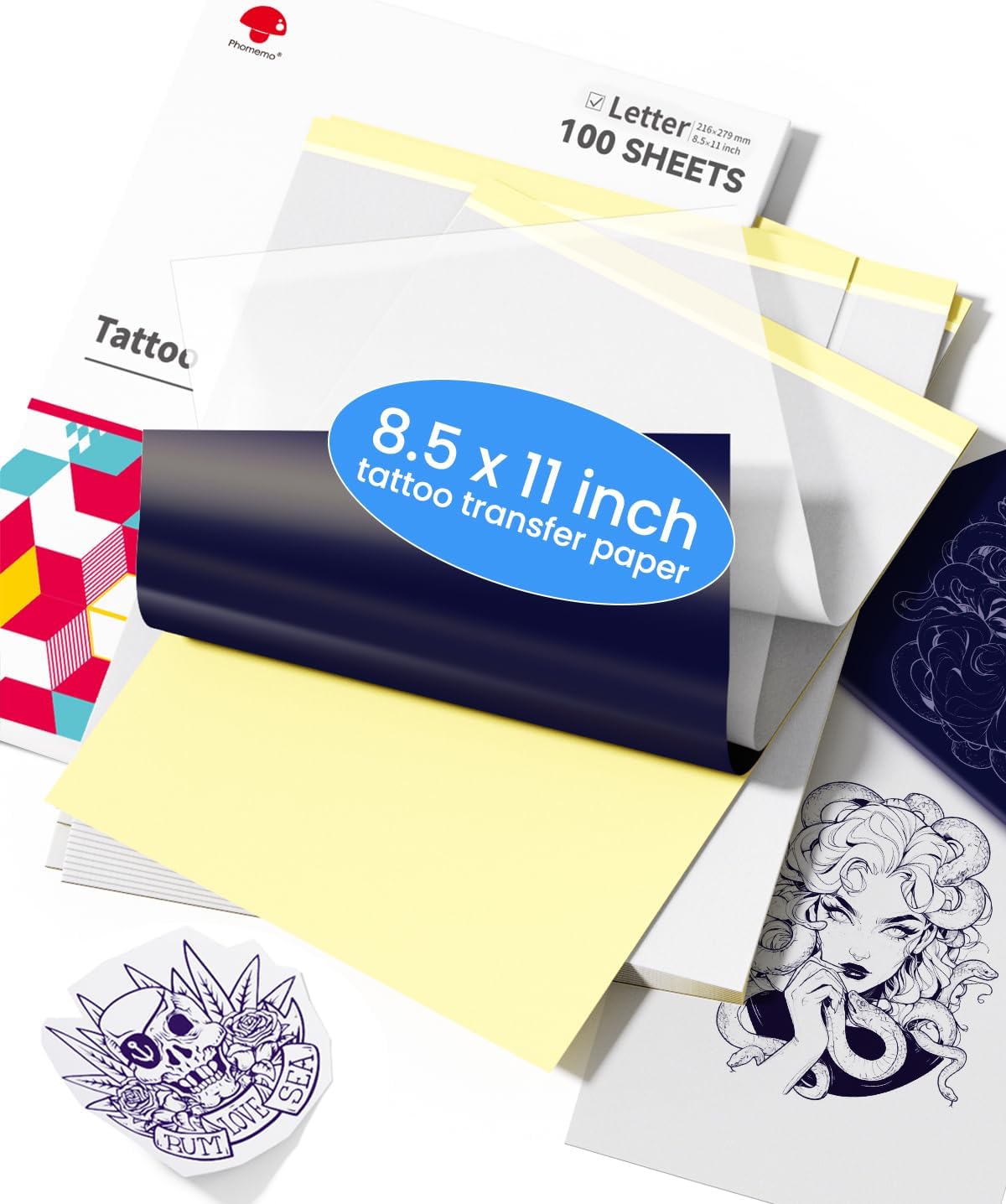 100 Sheets Tattoo Transfer Paper - Compatible with TP81, A886, TATTMUSE - Commercial & Personal Use