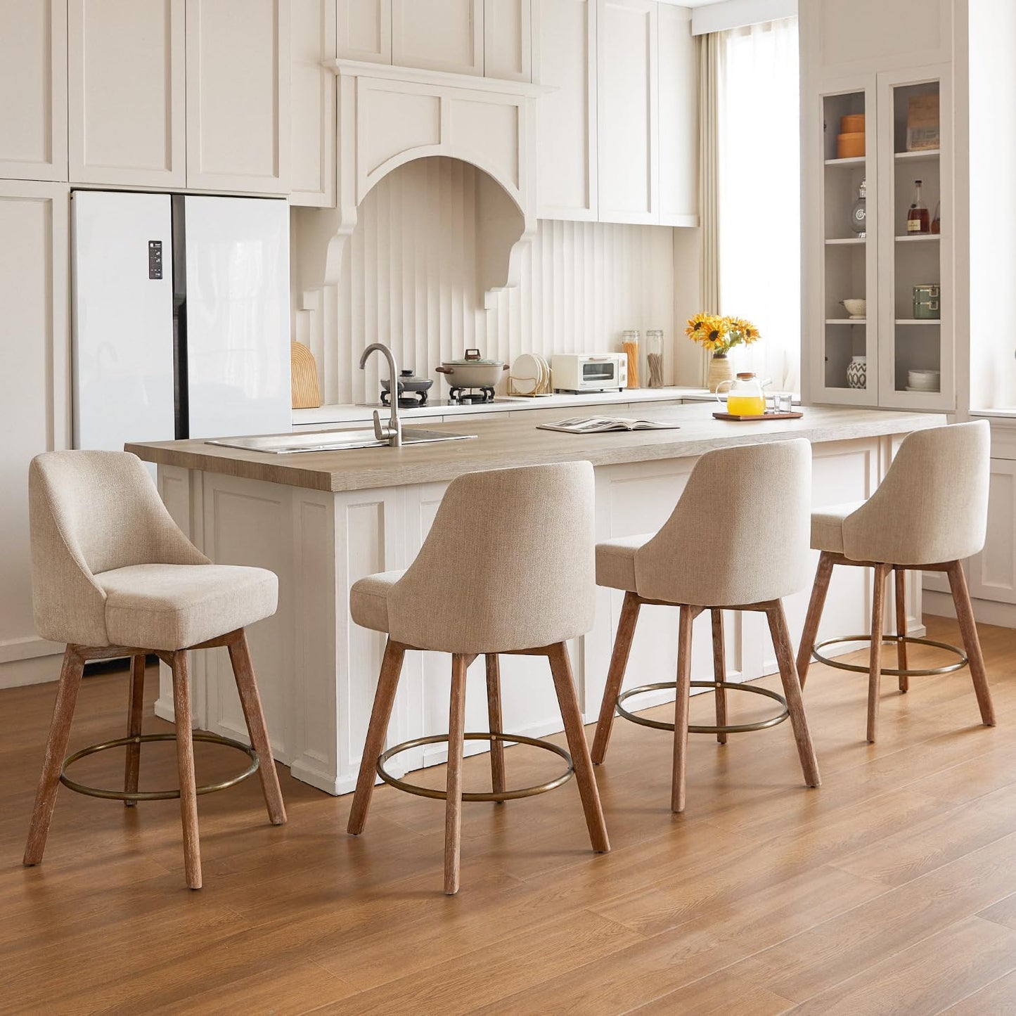 IWOOD Mid Century Modern Counter Height Bar Stools Set of 4