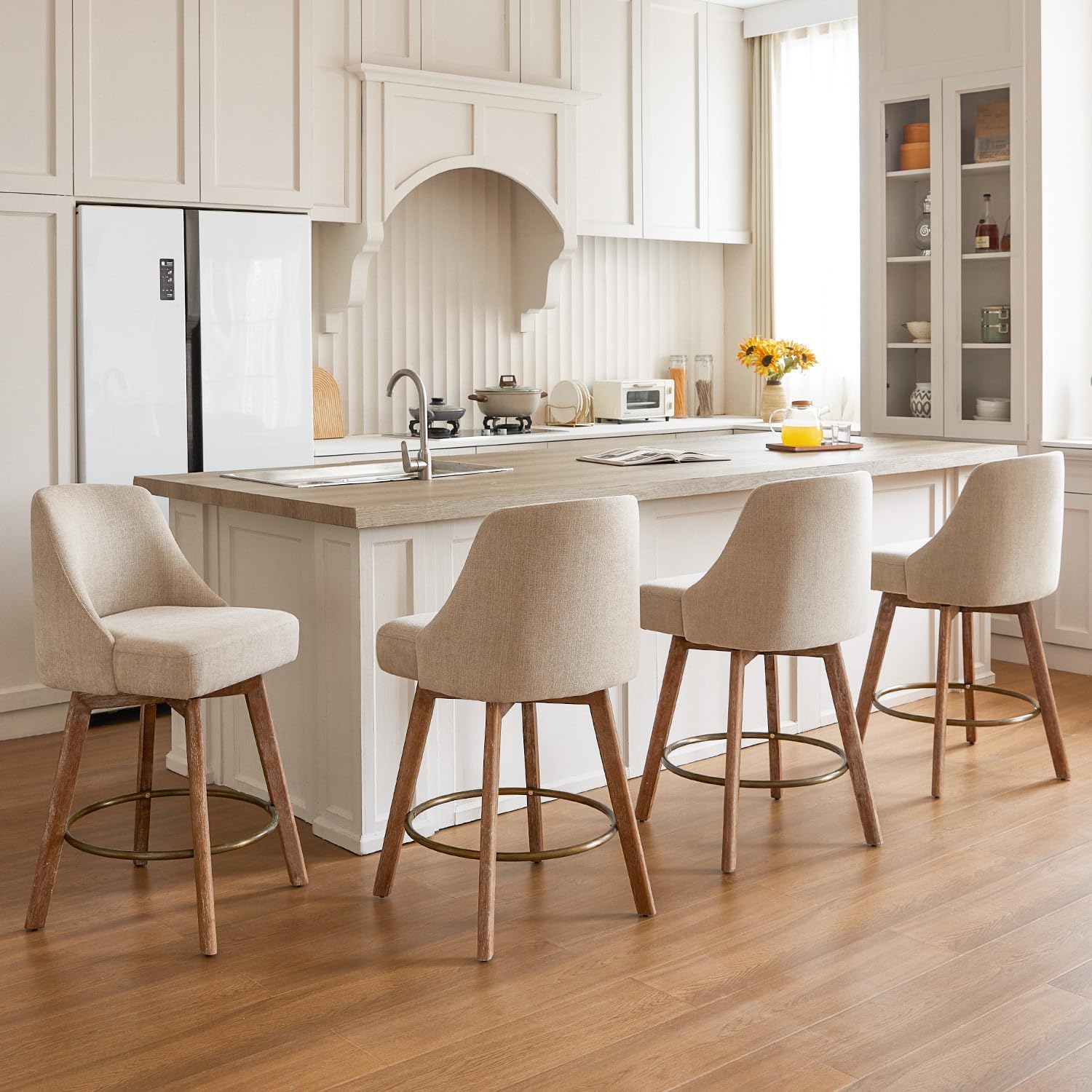 IWOOD Mid Century Modern Counter Height Bar Stools Set of 4