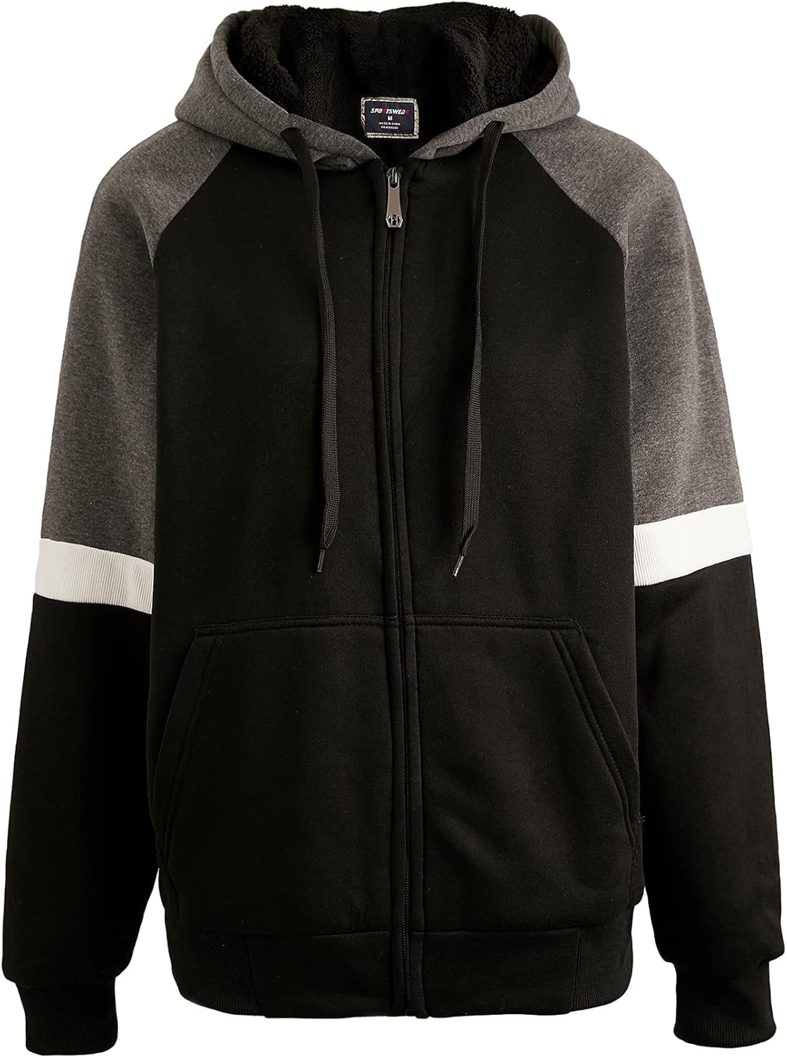 Facitisu Flannel Hoodies for Men Sherpa Lined Heavy Fleece
