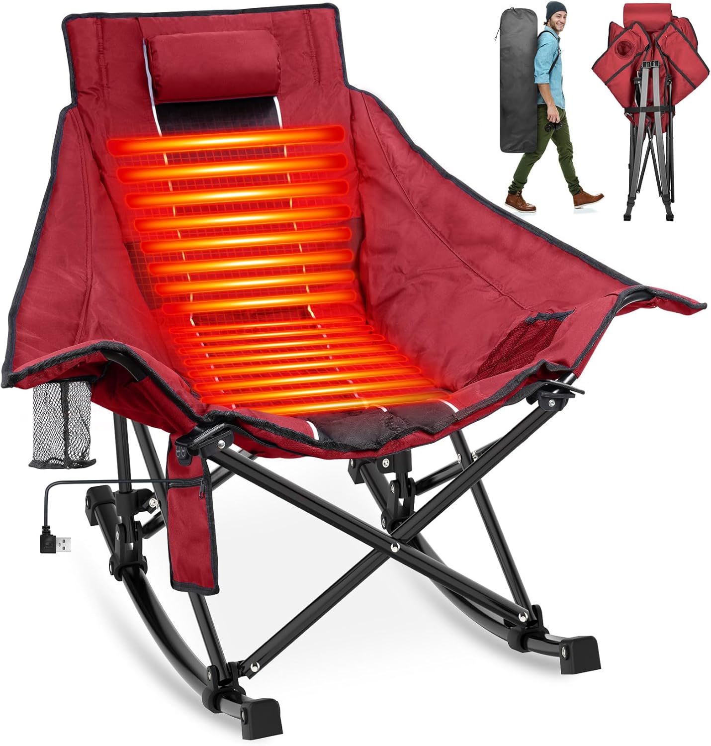 Suteck XL Heated Rocking Chair - 3 Heat Levels for Ultimate Comfort!